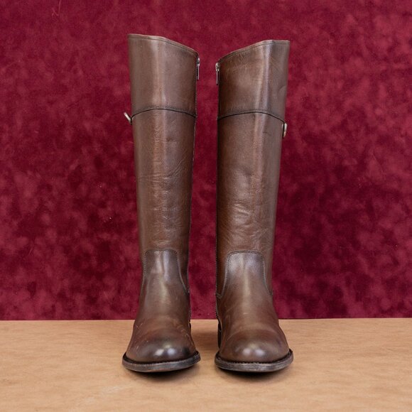 Frye Women Melissa DRing Dark Brown Leather Zip Riding Equestrian Boots sz 7 - Picture 2 of 10